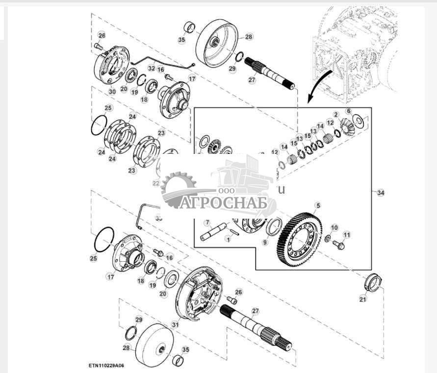 Шестерни и валы дифференциала, 25 kmh 